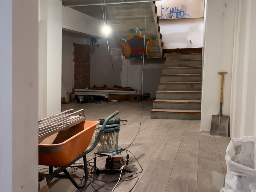 Estancia interior durante una reforma integral de vivienda en Vigo